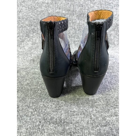 White Mountain Womens 9.5M black Sundown Leather Open Toe Casual Ankle Strap 2" - Picture 4 of 16